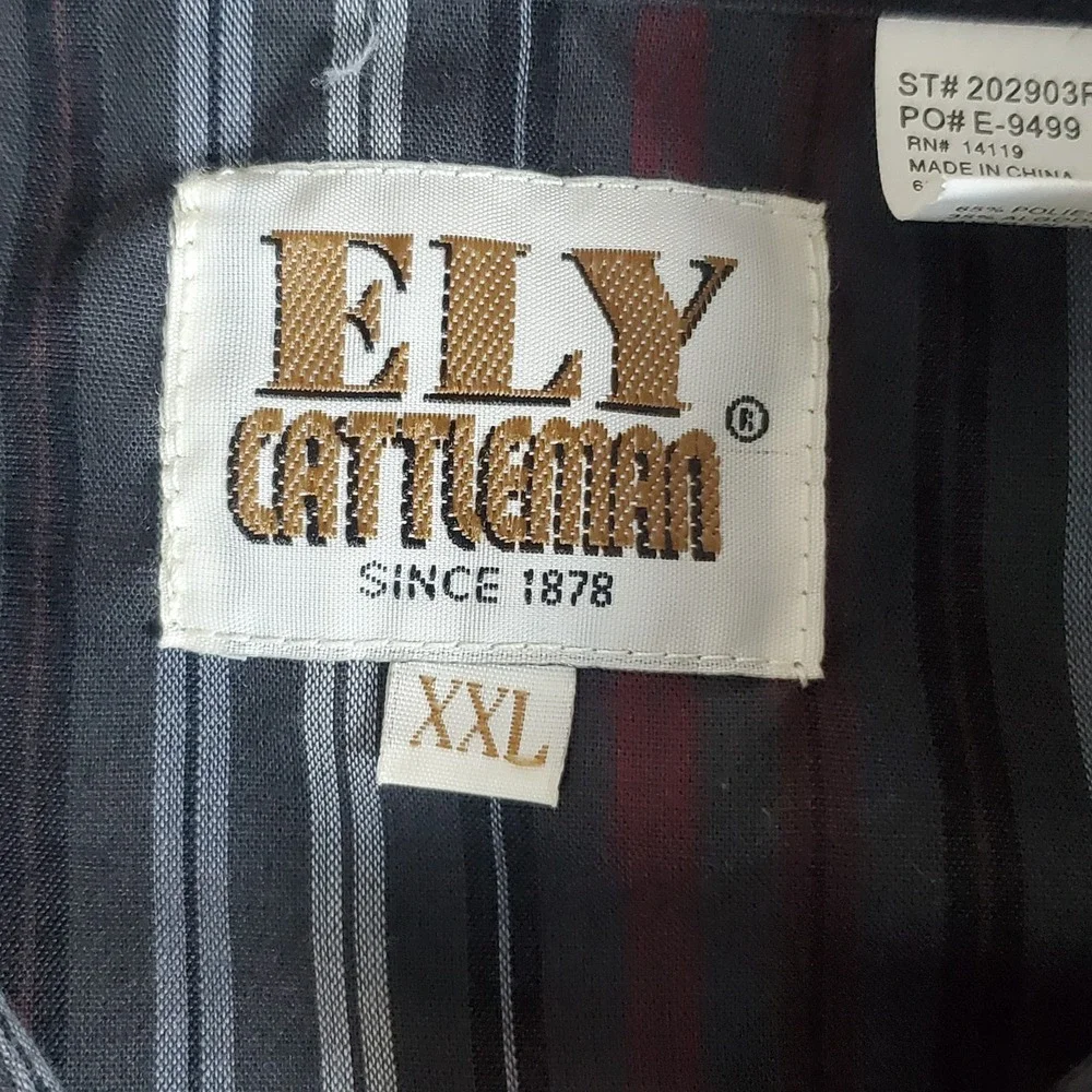 ELY Cattleman Western Shirt Men's Size XXL Pearl Snaps Long Sleeve‎ Stripe